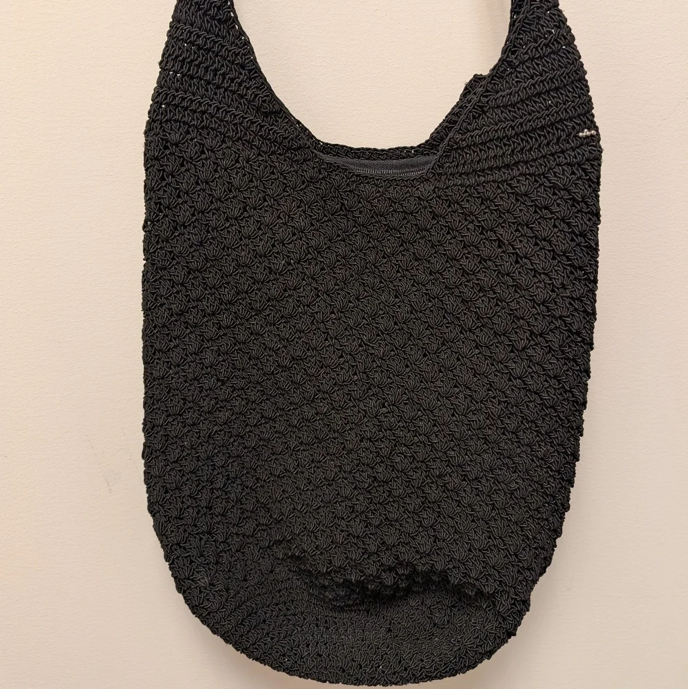 Frankie & Johnnie Vintage Black Crochet Hobo Shoulder Bag & Coin Purse